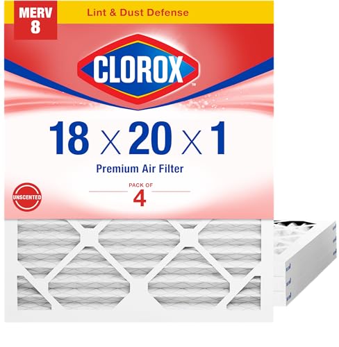Clorox 18x20x1 Air Filter, MERV 8 Pleated HVAC AC Furnace Air Filters for Lint, Dust and Pollen, MPR 600 & FPR 5 – Pack of 4 : Industrial & Scientific