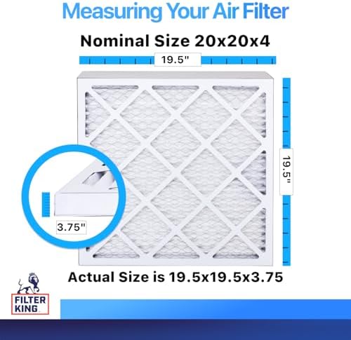 Filter King 20x20x4 Air Filter (MERV 8) (5-Pack) Dust & Allergy Control AC Furnace Filters, MADE IN USA, HVAC, Pleated, Electrostatic (Actual Size 19.5 x 19.5 x 3.75) - - Image 2