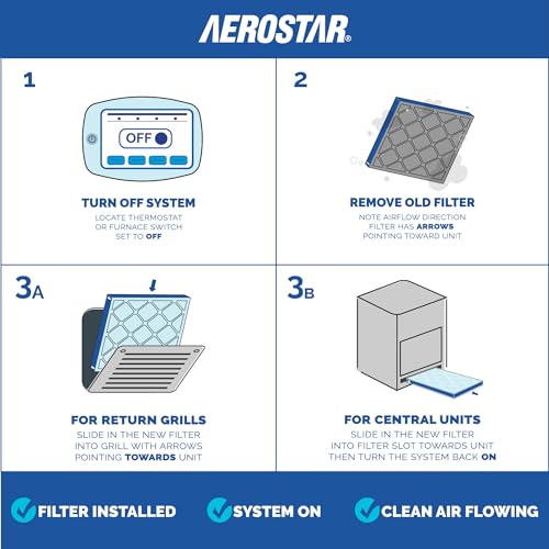 Aerostar 20x20x2 MERV 13 Air Filter, 4 Pack Set of HVAC Furnace Filters, Electrostatic MPR 1500-1900 & FPR 10 (Actual Size 19 1/2 x 19 1/2 x 1 3/4 inches): : Industrial & Scientific - Image 2