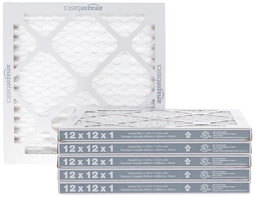 Amazon Basics 12x12x1 Air Filter 6-Pack, MERV 11 AC Furnace Filters, Dust, Pet, Allergy Control, Removes Pollen and Lint (Actual Size 11.75" x 11.75" x 0.75") -