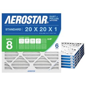 Aerostar 20x20x1 MERV 8 Air Filter, 6 Count, ACTUAL SIZE (19.75 x 19.75 x 0.75), HVAC, Air Conditioning & Furnace Filter Captures Dust, Lint & Pollen (MPR 600 / FPR 5), Made in USA : Industrial & Scientific