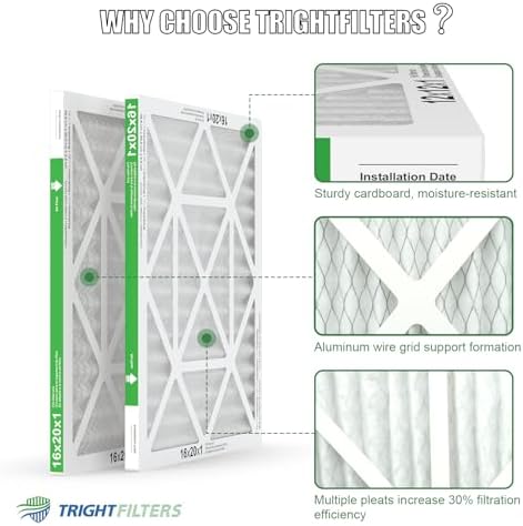 TRIGHTFILTERS 16x20x1 Air Filter 4 Pack, Durable MERV 8 Pleated Home HVAC AC Furnace Filters, Lightweight Compact Air Conditioner Filter Replacement - - Image 3