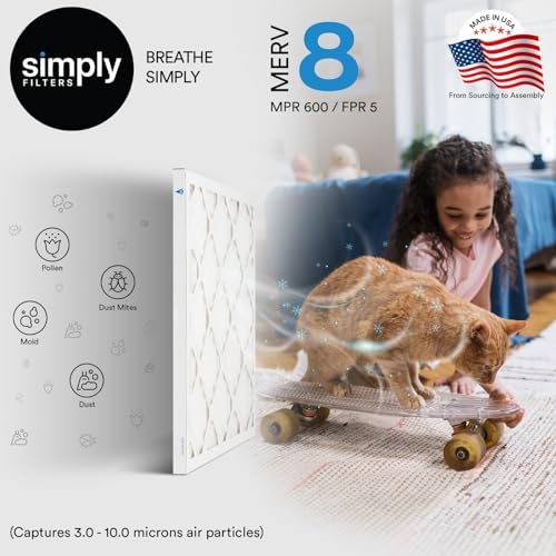 Simply 18x20x1 Air Filter, MERV 8, 6 Pack, For Home AC Furnace & HVAC (Actual Size 17.81"x19.81"x0.75") DUST, Pet & Allergy Control,: : Tools & Home Improvement - Image 2