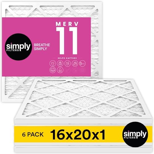 Simply 16x20x1 Air Filter, Merv 11, 6 Pack, For Home AC Furnace & HVAC (Actual Size 15.75"x19.75"x0.75") DUST, Pet, & Allergy Control: : Tools & Home Improvement