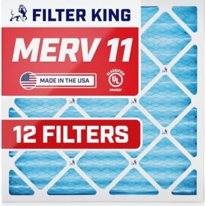 Filter King 16x20x1 Air Filter (MERV 11) (12-Pack) Dust & Allergy Control AC Furnace Filters, MADE IN USA, HVAC, Pleated, Electrostatic (Actual Size 15.5 x 19.5 x .75) -