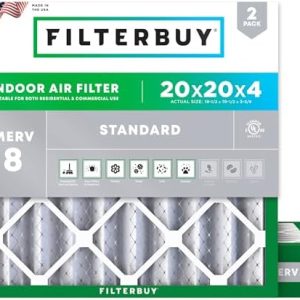 Filterbuy 18x20x4 Air Filter MERV 8 Essential Dust & Allergy Defense (3-Pack), Electrostatic Pleated HVAC AC Furnace Filters Replacement (Actual Size: 17.50 x 19.50 x 3.63) : Home & Kitchen