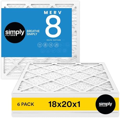 Simply 18x20x1 Air Filter, MERV 8, 6 Pack, For Home AC Furnace & HVAC (Actual Size 17.81"x19.81"x0.75") DUST, Pet & Allergy Control,: : Tools & Home Improvement