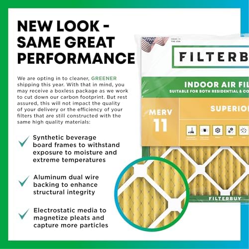 Filterbuy 16x20x1 Air Filter MERV 11 Superior Pet & Allergy Defense (4-Pack), Electrostatic Pleated HVAC AC Furnace Filters Replacement (Actual Size 15.50 x 19.50 x 0.75) - Replacement Furnace Filters - - Image 3