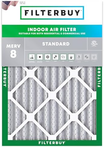 Filterbuy 18x20x2 Air Filter MERV 8 Essential Dust & Allergy Defense (6-Pack), Electrostatic Pleated HVAC AC Furnace Filters Replacement (Actual Size 17.50 x 19.50 x 1.75) - - Image 3