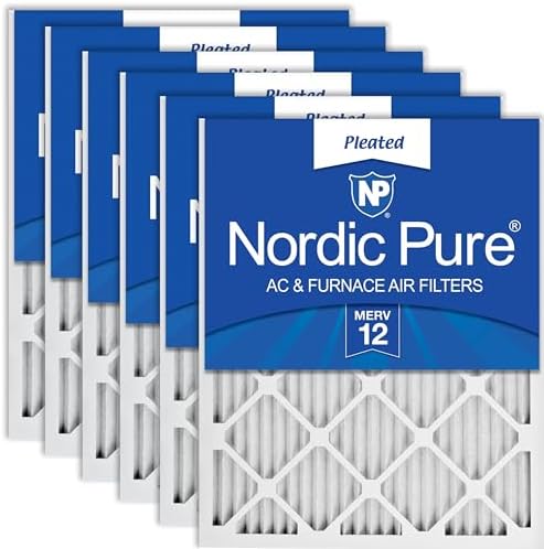 Nordic Pure 16x20x1 (15 1/2 x 19 1/2 x 3/4) Pleated MERV 12 Air Filters 6 Pack - Replacement Furnace Filters -