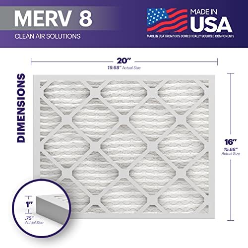BNX TruFilter 16x20x1 Air Filter MERV 8 (6-Pack) - MADE IN USA – Dust & Pet Defense Electrostatic Pleated Air Conditioner HVAC AC Furnace Filters for Dust, Pet, Mold, Pollen MPR 600 – 700 & FPR 5 - - Image 2
