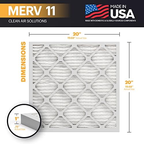 BNX TruFilter 20x20x1 Air Filter MERV 11 (6-Pack) - MADE IN USA - Allergen Defense Electrostatic Pleated Air Conditioner HVAC AC Furnace Filters for Allergies, Dust, Pet, Smoke, Allergy MPR 1200 FPR 7 - - Image 2