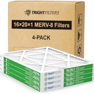 TRIGHTFILTERS 16x20x1 Air Filter 4 Pack, Durable MERV 8 Pleated Home HVAC AC Furnace Filters, Lightweight Compact Air Conditioner Filter Replacement -