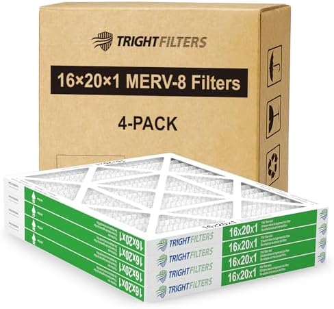 TRIGHTFILTERS 16x20x1 Air Filter 4 Pack, Durable MERV 8 Pleated Home HVAC AC Furnace Filters, Lightweight Compact Air Conditioner Filter Replacement -