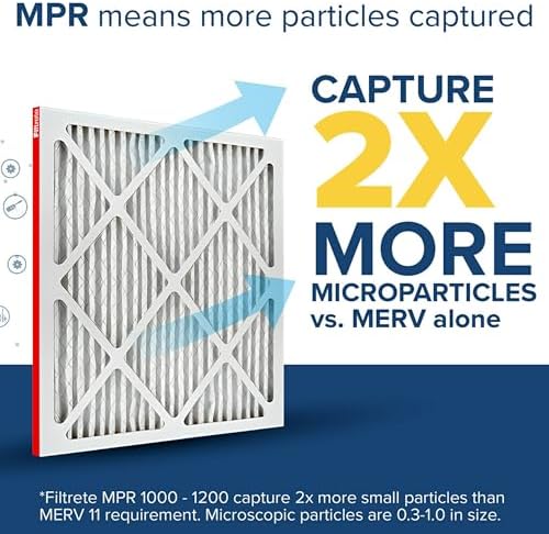 Filtrete 20x20x2 AC Furnace Air Filter, MERV 11, MPR 1000, Allergen Defense, 3-Month Pleated 2-Inch Electrostatic Air Cleaning Filter, 4 Pack (Actual Size 19.5 x 19.5 x 1.75 in) - - Image 4
