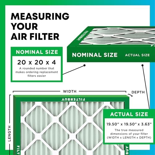Filterbuy 18x20x4 Air Filter MERV 13 Optimal Smoke & Allergy Defense (2-Pack), Electrostatic Pleated HVAC AC Furnace Filters Replacement (Actual Size 17.50 x 19.50 x 3.63) - Replacement Furnace Filters - - Image 2