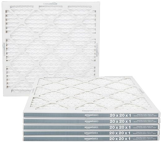 Amazon Basics 20x20x1 Air Filter 6-Pack, MERV 11 AC Furnace Filters, Dust, Pet, Allergy Control, Electrostatic (Actual Size 19.75 x 19.75 x .75)